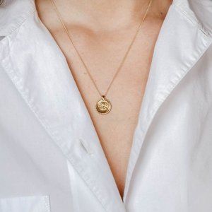 Wolf Circus Rose Coin Necklace in Gold